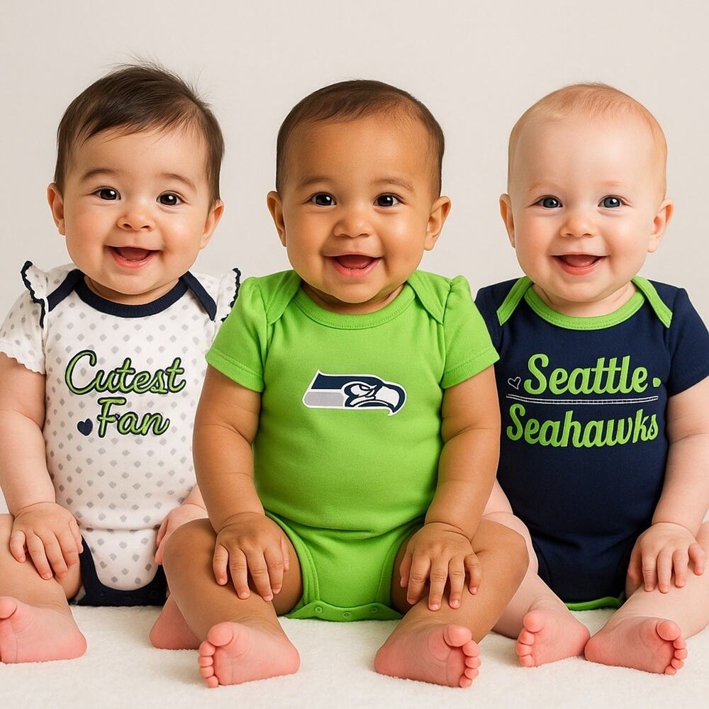 Baby Matching Set - Green and Navy Fan Bodysuits